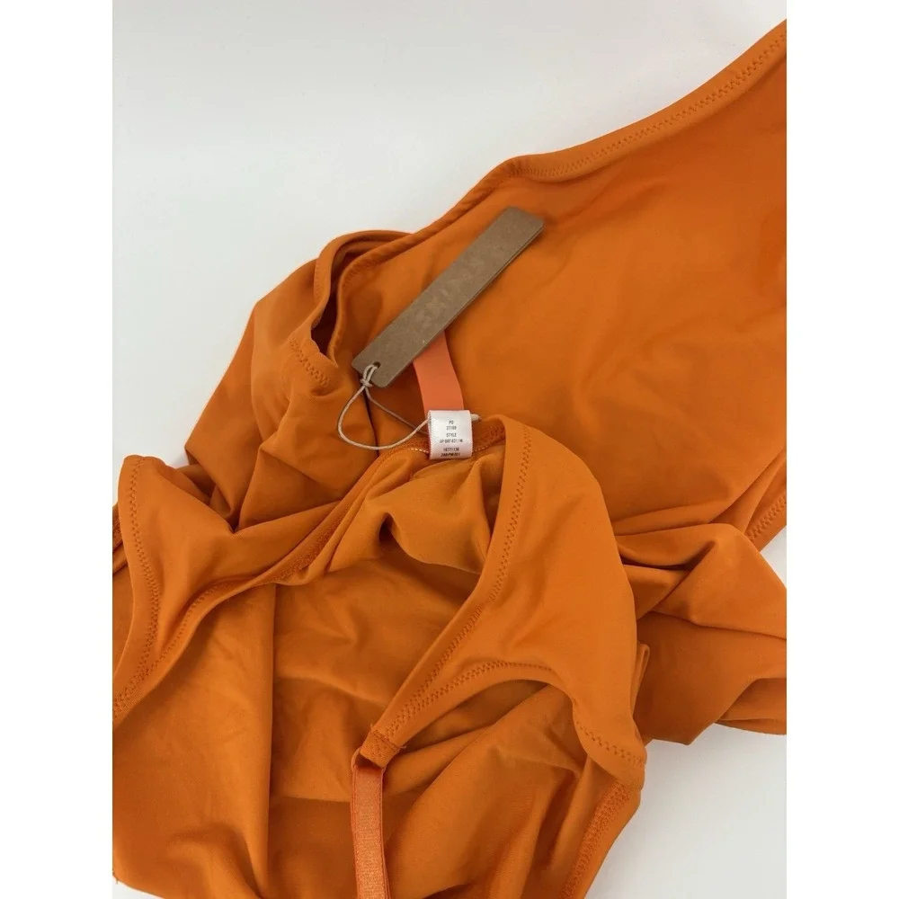 NWT SKIMS Signature Swim Scoop Neck One Piece Swimsuit Sz L Tangerine